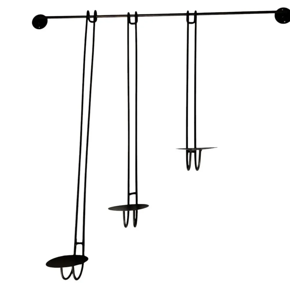 3 pc Hanging Pillar or Jar Candle holder Set Made In Mexico Sturdy Wrought Iron‎